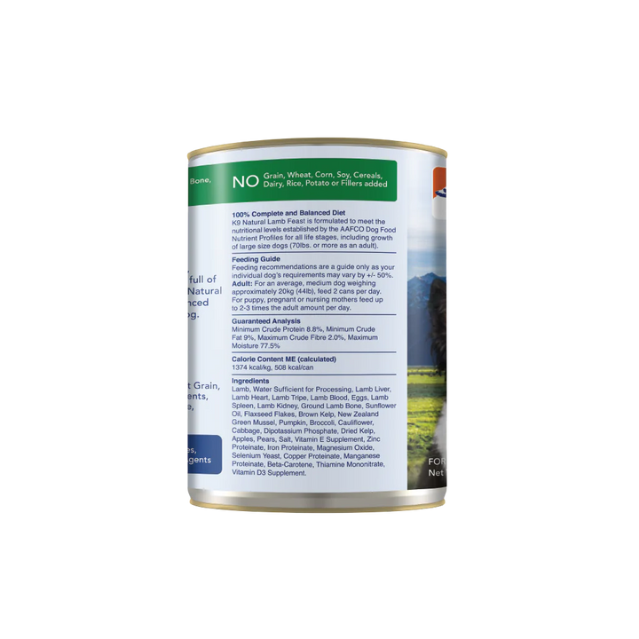 K9 Natural Grain Free Lamb Canned Wet Food for Dogs 13oz