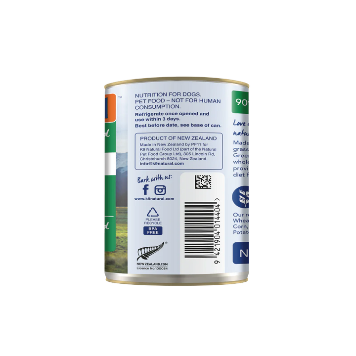 K9 Natural Grain Free Lamb Canned Wet Food for Dogs 13oz