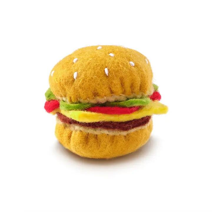 Hamburger Wool Catnip Infused Cat Toy