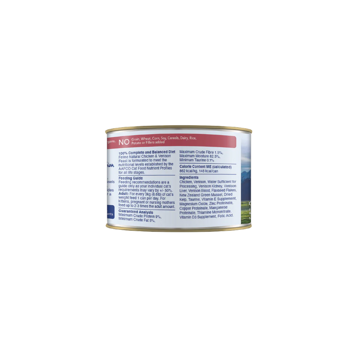 Feline Natural Grain Free Chicken & Venison Canned Wet Food for Cats 6oz