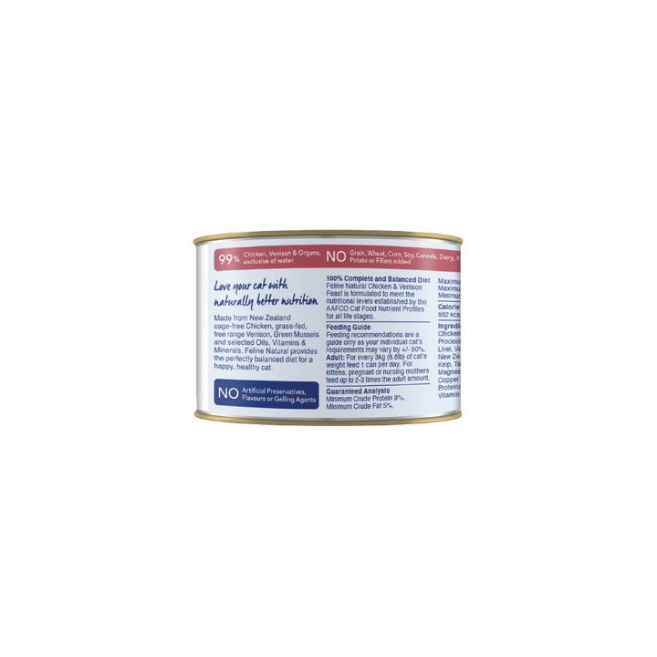 Feline Natural Grain Free Chicken & Venison Canned Wet Food for Cats 6oz