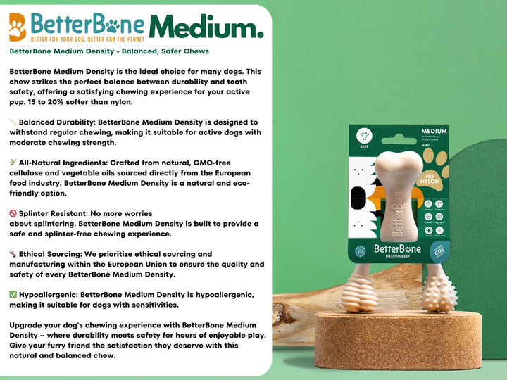 Betterbone Medium Density Beef Flavor Bone Chew Toy, Mini