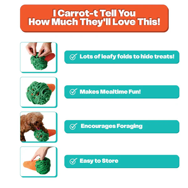 LuftPets Snuffle Carrotz—The Ultimate Carrot Puzzle Sniff Toy for Dogs and Cats