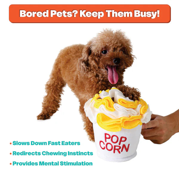 LuftPets Popcorn Snuffle Toy — Crinkly Popcorn Enrichment Toy for Dogs and Cats