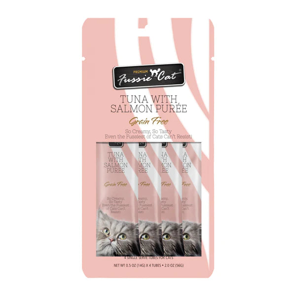 Fussie Cat Tuna Salmon Purée Cat Treat 0.5oz - 4 Count