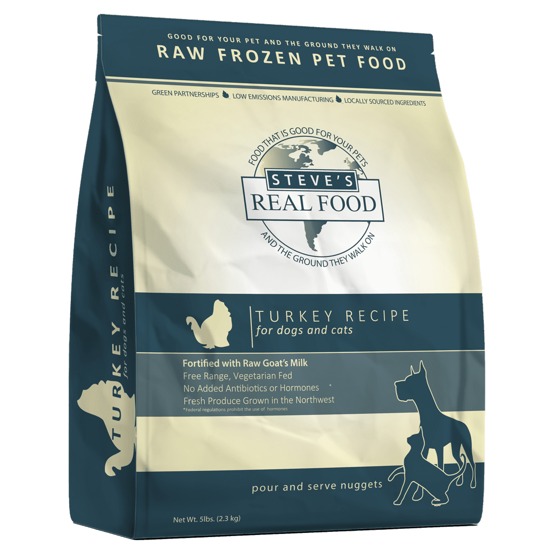 Steve's Real Food Food for Dogs & Cats Turkey Nuggets Frozen Food BARF 5lb
