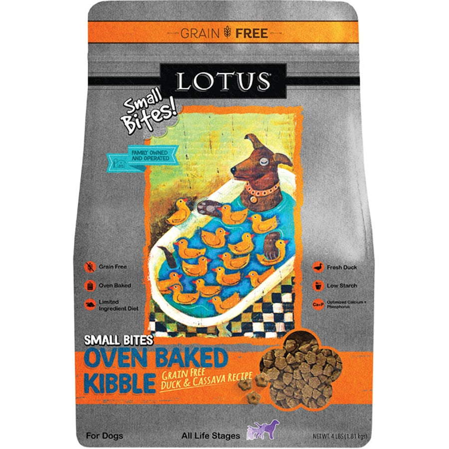 Lotus Oven Baked Small Bites Duck & Cassava Dry Dog Food 4lb