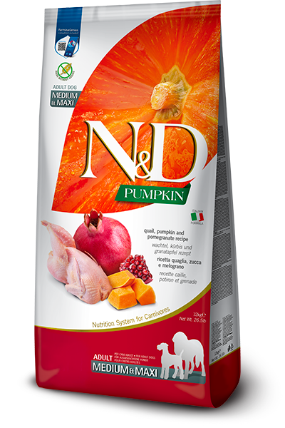 Farmina N&D Pumpkin Dog Food Medium & Maxi Quail & Pomegranate 26.5lb