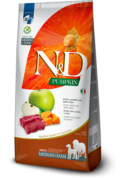 Farmina N&D Pumpkin Dog Food Medium & Maxi Venison & Apple 26.5lb