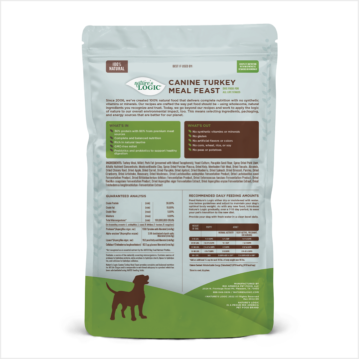Nature's Logic Canine Turkey Meal Feast All Life Stages Dry Dog Food 25lb