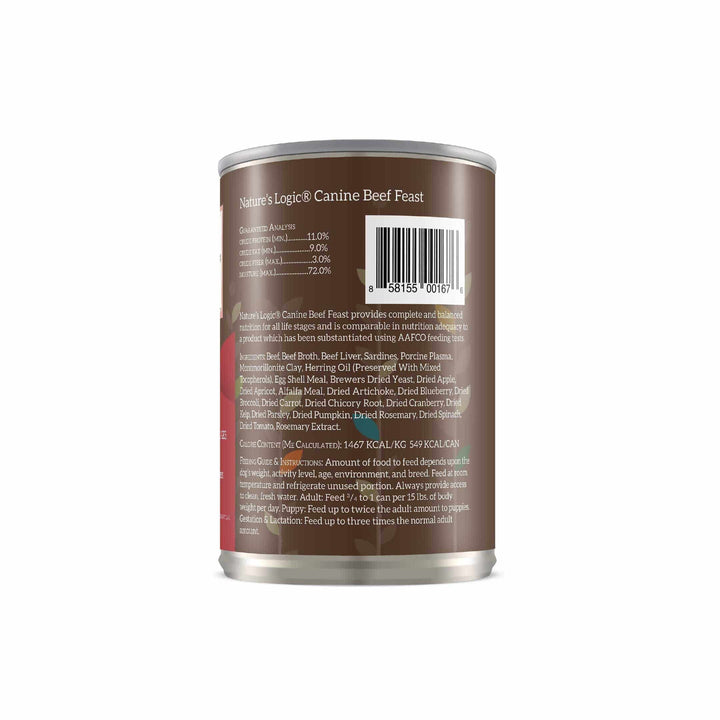 Nature's Logic Beef Feast All Life Stages Grain Free Canned Wet Dog Food 13.2oz