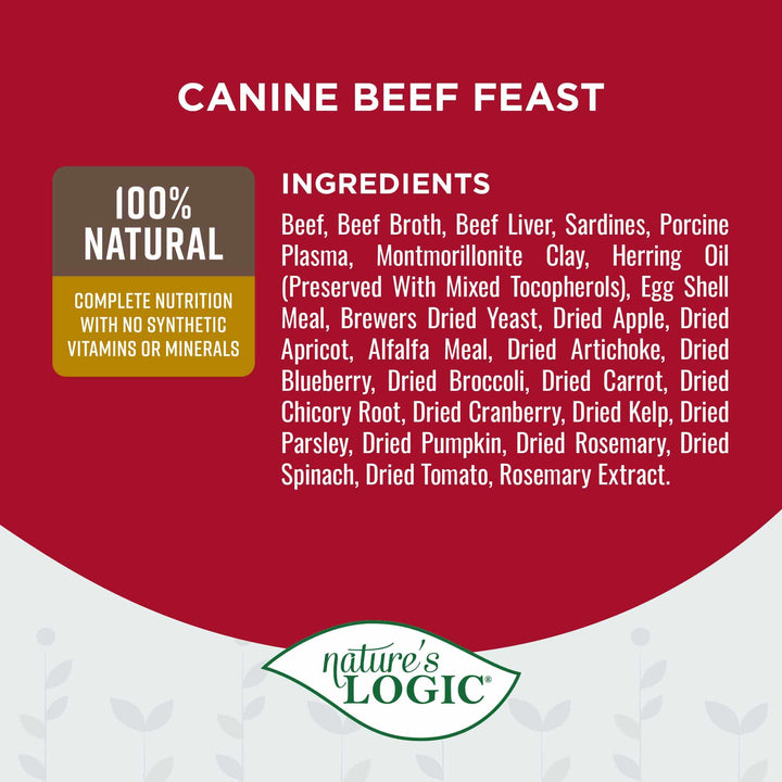 Nature's Logic Beef Feast All Life Stages Grain Free Canned Wet Dog Food 13.2oz