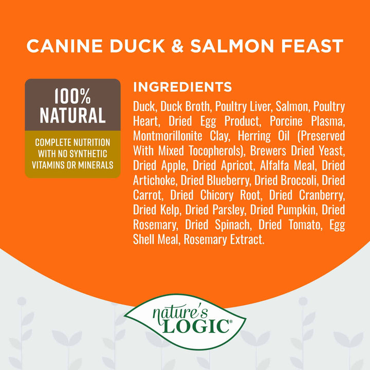 Nature's Logic Duck & Salmon Feast All Life Stages Grain Free Canned Wet Dog Food 13.2oz