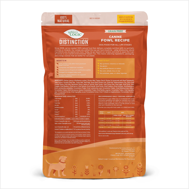 Nature's Logic Distinction Grain Free Fowl All Life Stages Dry Dog Food 4.4lb
