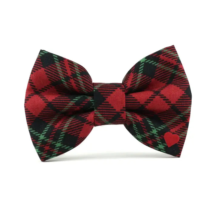 Holiday Plaid Bow Tie Attachment for Collar