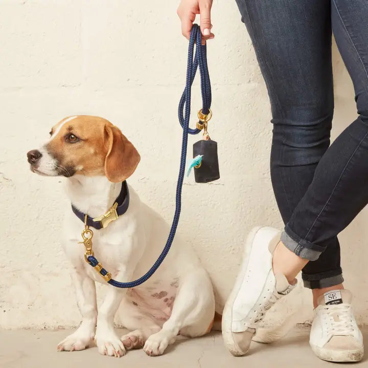 Ocean Blue Waxed Canvas Poop Bag Dispenser
