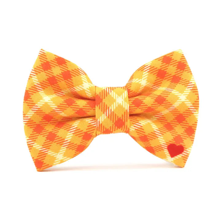 Pumpkin Plaid Bow Tie Attachment for Collar