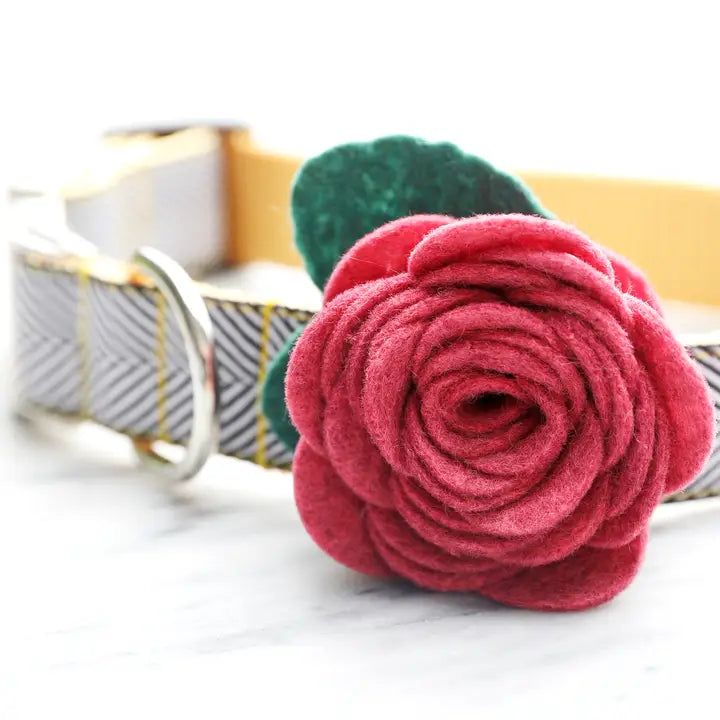 Ruby Pink - Rose Flower Attachment for Collar Medium