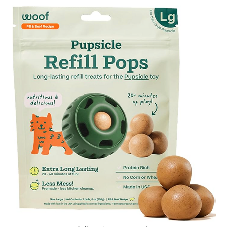 Woof Pupsicle Pops Long Lasting Treat Refills for Large Pupsicle Dog Toy 8oz