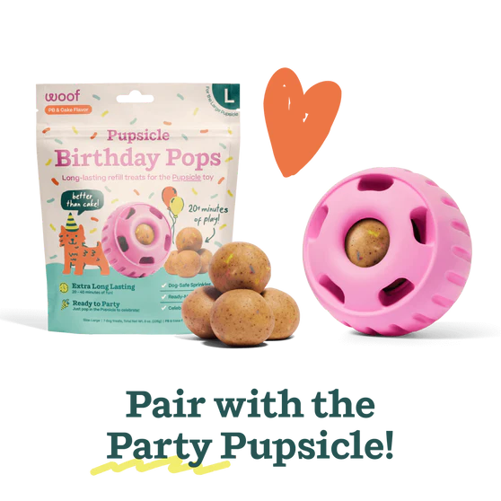 Woof Pupsicle Birthday Pops Long Lasting Treat Refills for Large Pupsicle Dog Toy 8oz