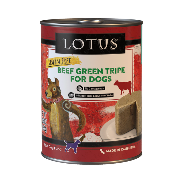 Lotus Dog Grain Free Beef and Green Tripe Recipe Canned Wet Dog Food 12.5oz