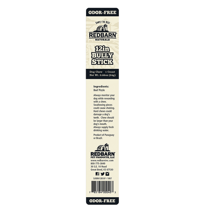 Red Barn Bully Stick Odor Free Dog Chew 7"