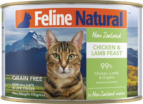 Feline Natural Grain Free Chicken & Lamb Canned Wet Food for Cats 6oz