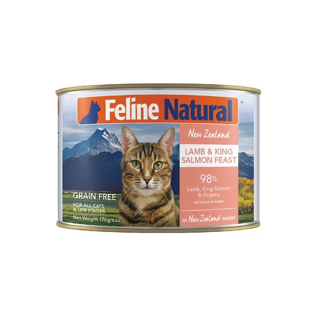 Feline Natural Grain Free Lamb and King Salmon Canned Wet Food for Cats 6oz