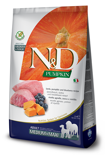 Farmina N&D Pumpkin Adult Dog Food Medium & Maxi Lamb and Blueberry 26.5lb