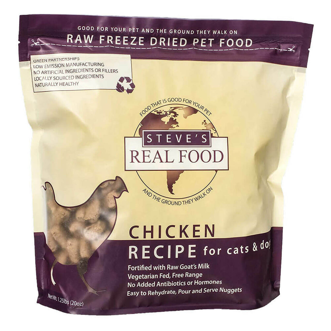 Steve's Real Food for Dogs & Cats Freeze Dried Chicken Nuggets BARF 20oz