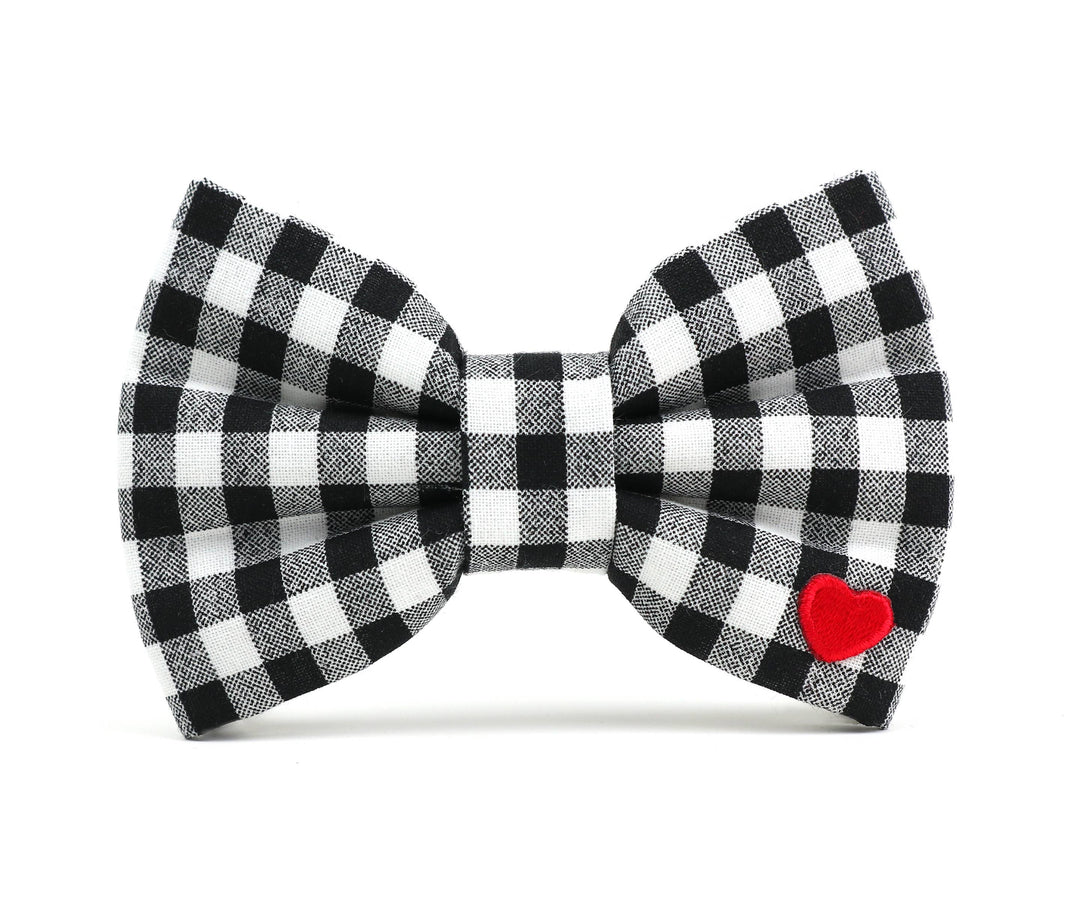 Classic Black Check Bow Tie Attachment for Collar
