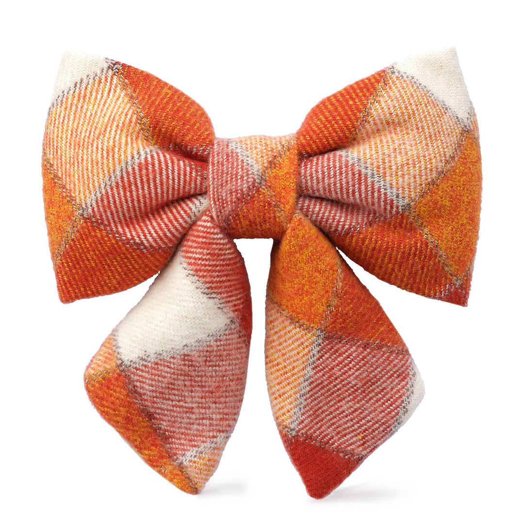 Pumpkin Spice Plaid Flannel Fall Lady Bow Tie Attachment for Collar