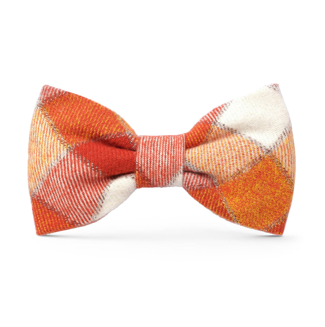 Pumpkin Spice Plaid Flannel Fall Bow Tie Attachment for Collar