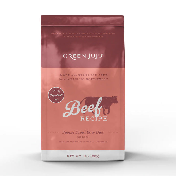 Green Juju Beef Freeze Dried Raw Diet Food for Dogs and Cats 14oz