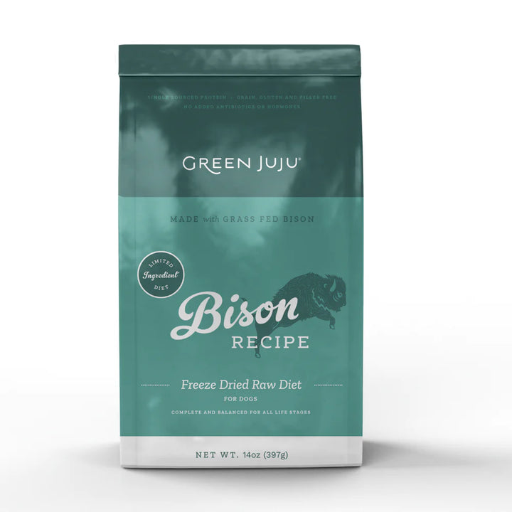 Green Juju Bison Freeze Dried Raw Diet Food for Dogs and Cats 14oz