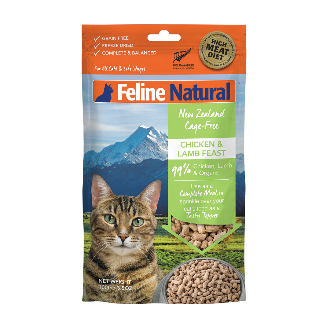 Feline Natural Freeze Dried Chicken & Lamb Food for Cats 3.5oz