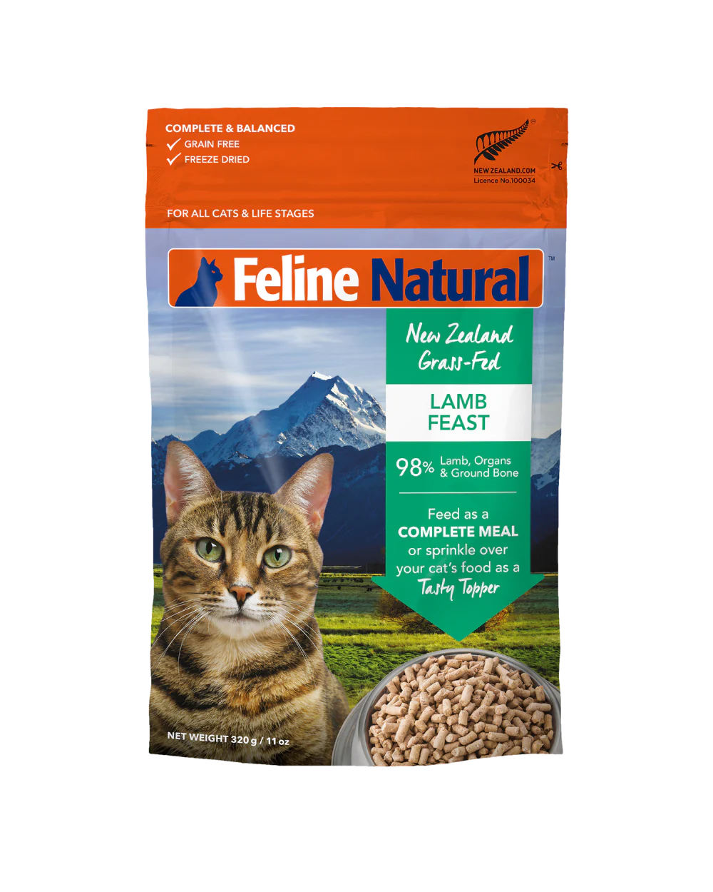Feline Natural Freeze Dried Lamb Feast Food for Cats 11oz