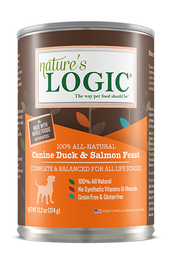 Nature's Logic Duck & Salmon Feast All Life Stages Grain Free Canned Wet Dog Food 13.2oz