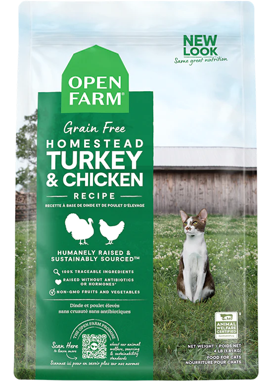 Open Farm Cat Grain Free Homestead Turkey & Chicken Dry Cat Food 4lb