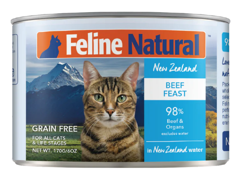 Feline Natural Grain Free Beef Canned Wet Food for Cats 6oz