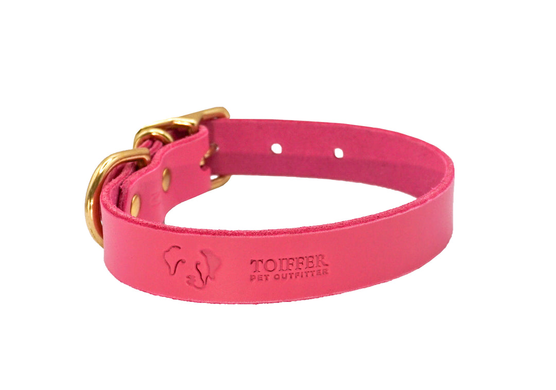 Premium Pink Leather Dog Collar