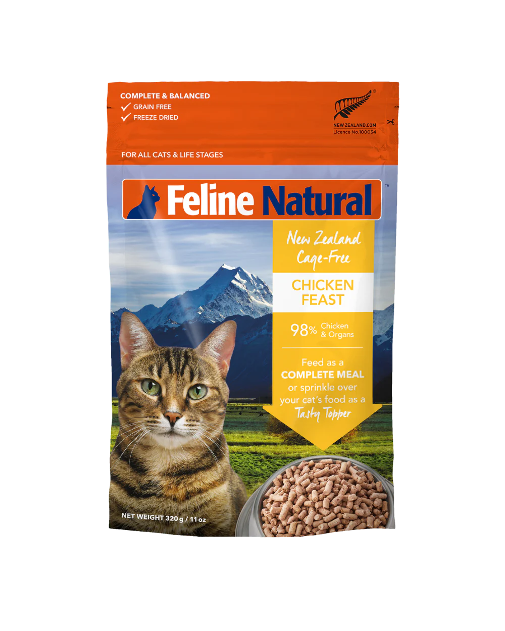 Feline Natural Freeze Dried Chicken Feast Food for Cats 11oz