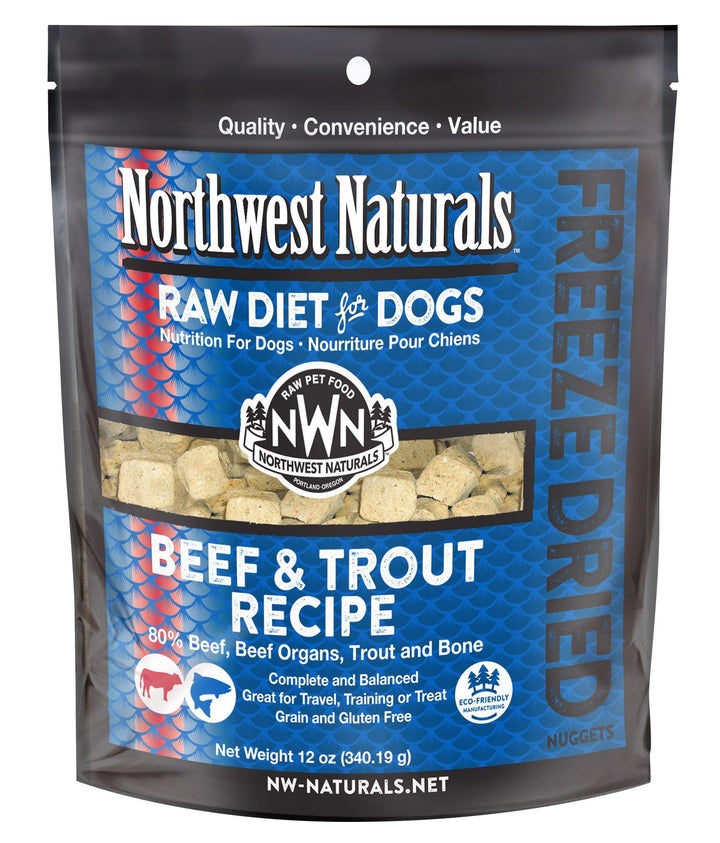 Northwest Naturals Freeze Dried Nuggets Beef and Trout Food for Dogs 12oz