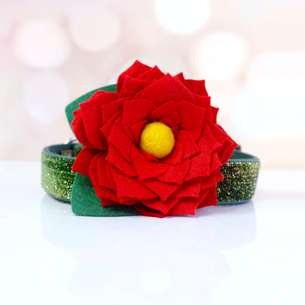 Red - Poinsettia Flower Attachment for Collar