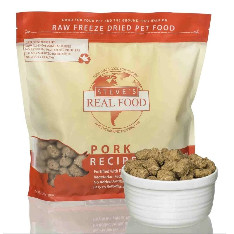 Steve's Real Food for Dogs & Cats Freeze Dried Pork Nuggets BARF 20oz