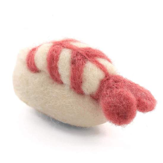 Prawn Nigiri Catnip infused Wool Sushi Cat Toy