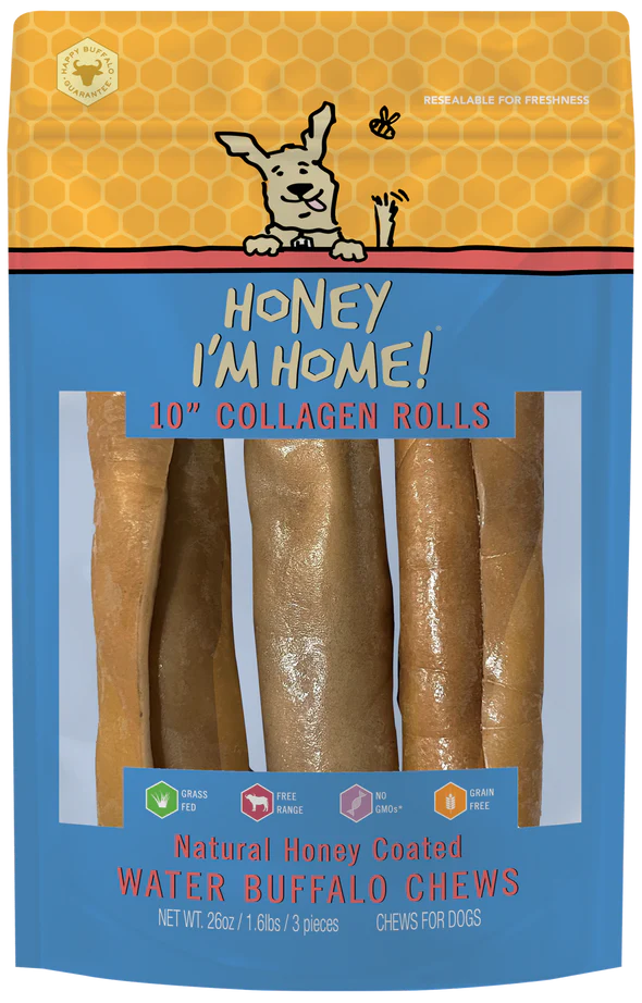 Honey I'm Home Buffalo Collagen Rolls 10 inch 3 Pack