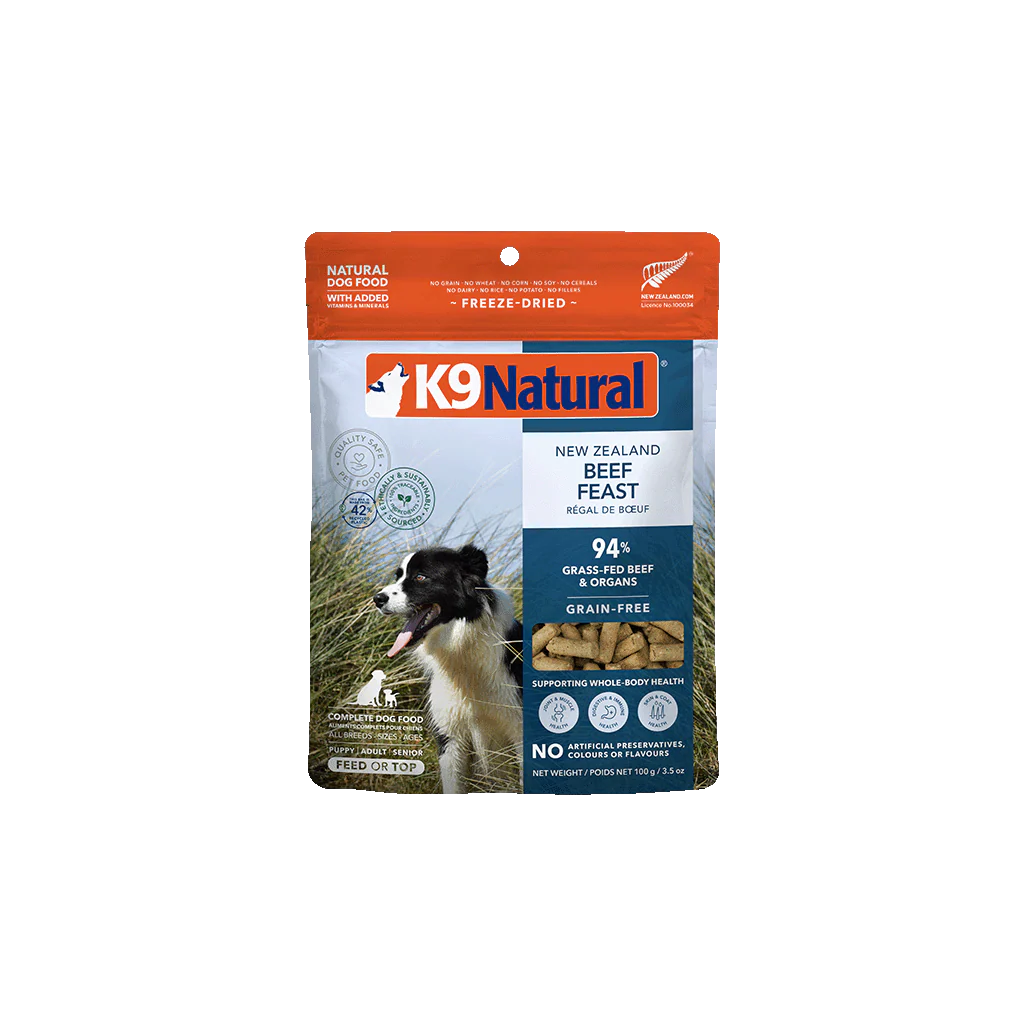K9 Natural Freeze Dried New Zealand Beef Feast Topper for Dogs 3.5oz