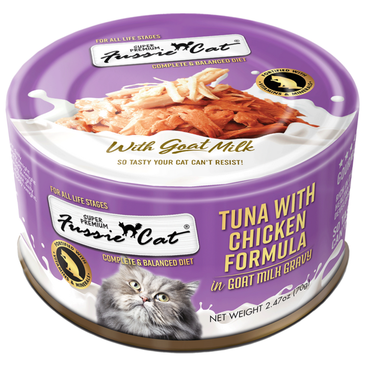 Fussie Cat Tuna with Chicken in Goat Milk Canned Wet Cat Food 2.47oz - Single Can