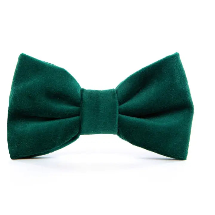 Forest Green Velvet Holiday Dog Bow Tie